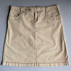 Vintage GAP khaki corduroy A-line skirt purple paisley pocket lining size 8